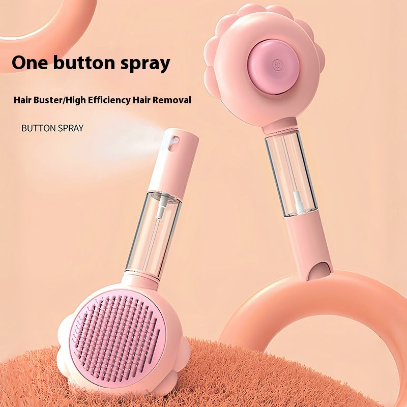 2-in-1 Self Cleaning Pet Grooming Brush with Spray for Dogs & Cats