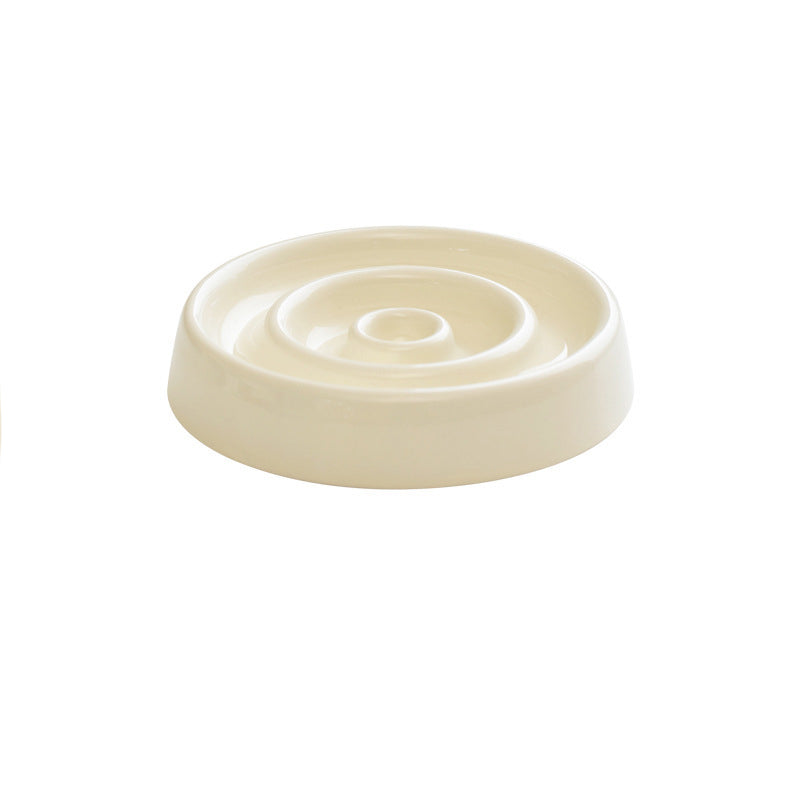 Ceramic Slow Feeder Dog & Cat Bowl – Anti-Gulping Puzzle Dish