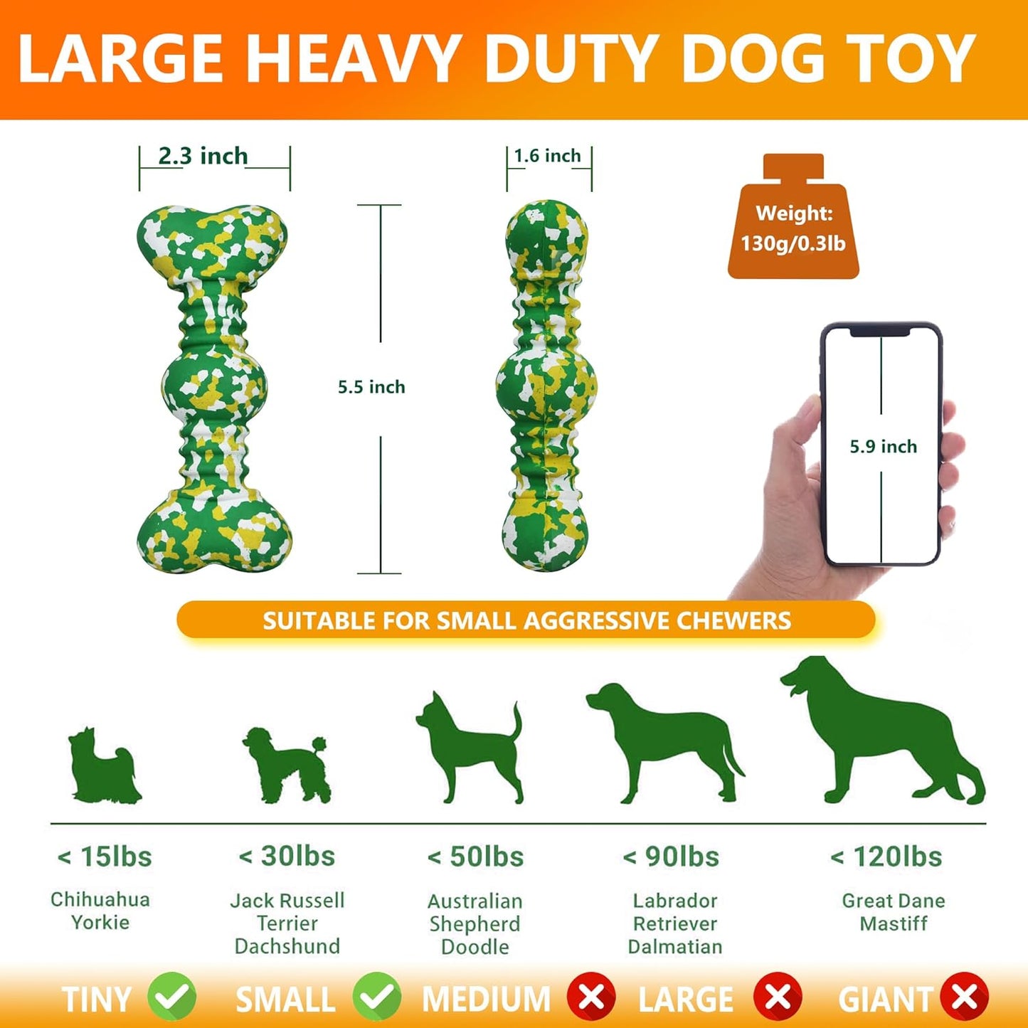 Indestructible Dog Chew Toy for Aggressive Chewers – Natural Rubber