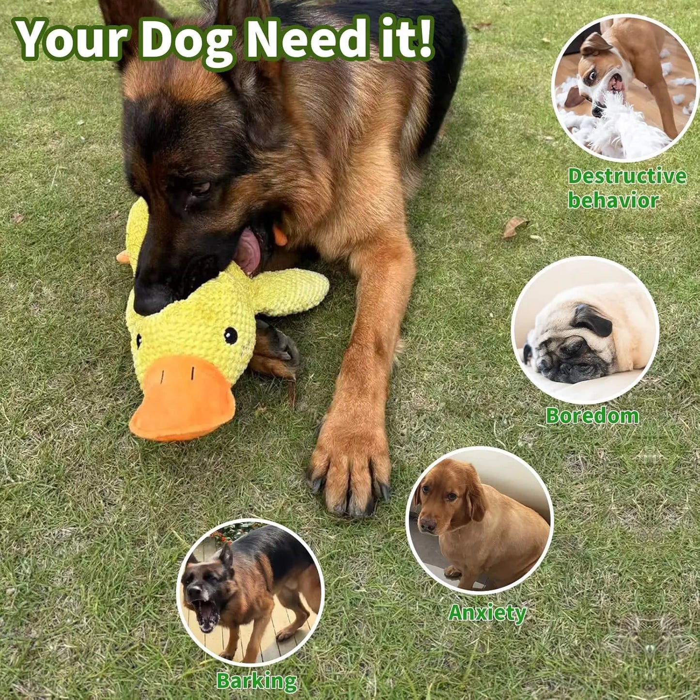 Quacking Plush Duck Dog Toy – Durable Squeaky Chew Toy