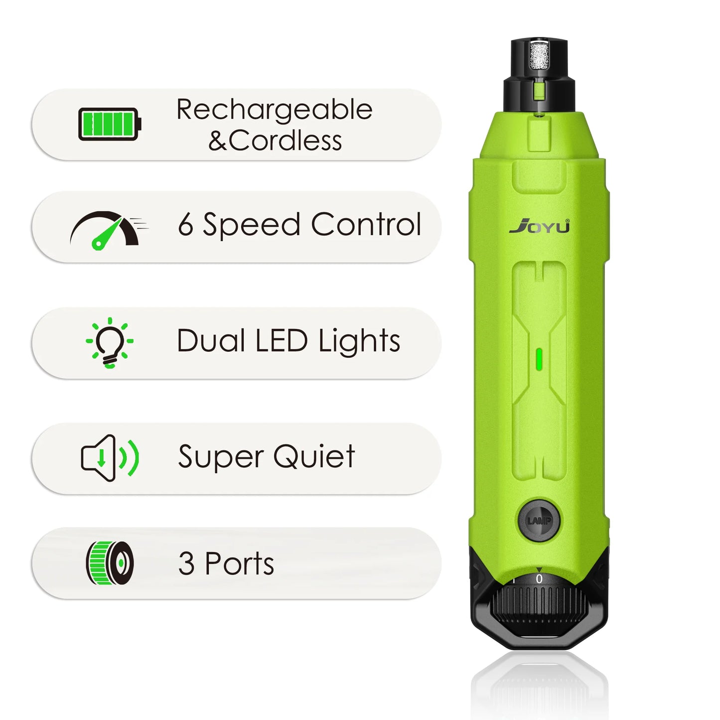 6-Speed Electric Dog Nail Grinder – Quiet Rechargeable Pet Trimmer
