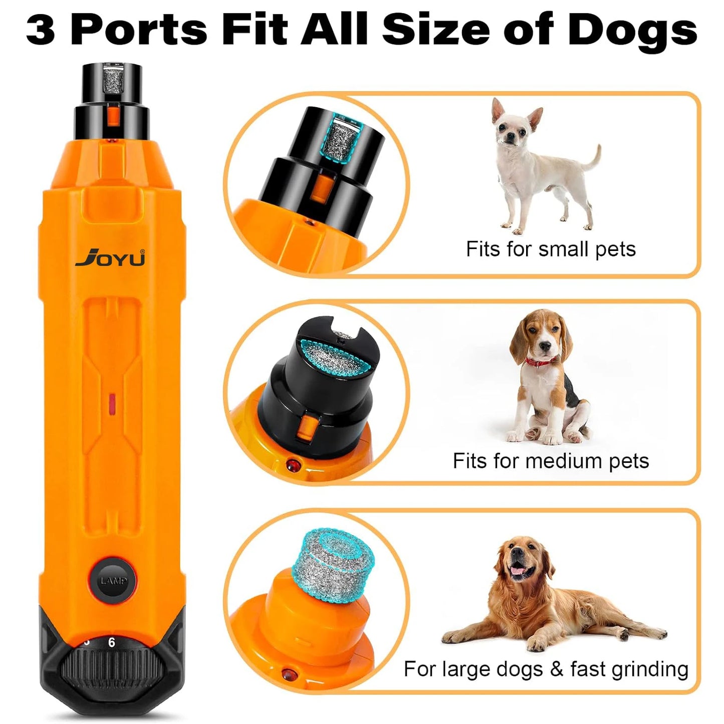 6-Speed Electric Dog Nail Grinder – Quiet Rechargeable Pet Trimmer