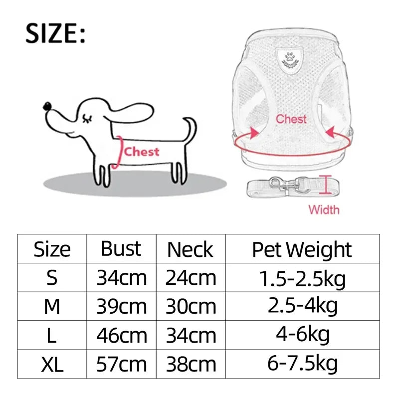 Adjustable Cat Harness with Leash – Soft Breathable Vest