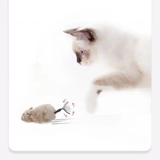 Wind-Up Plush Mouse Cat Toy – Realistic Running Pet Teaser