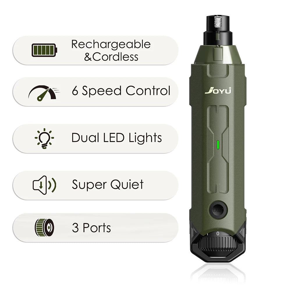 6-Speed Electric Dog Nail Grinder – Quiet Rechargeable Pet Trimmer