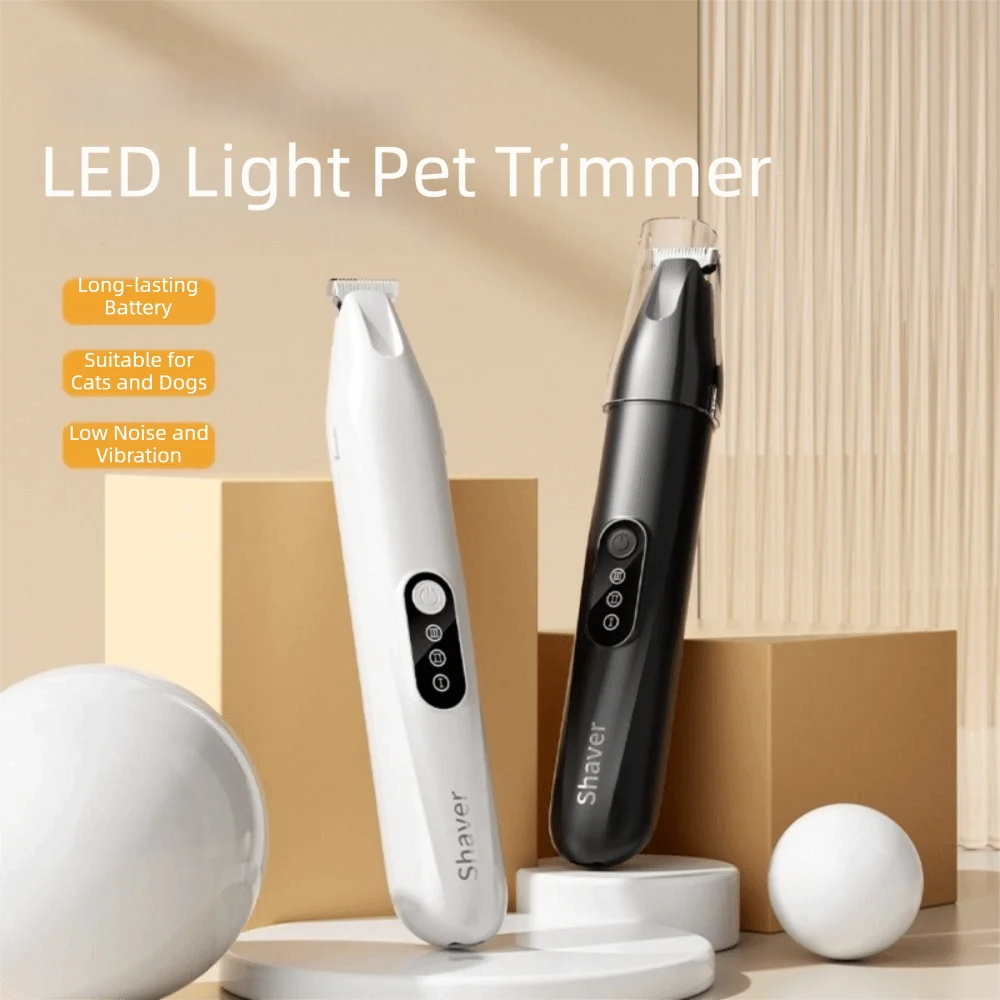 Quiet USB Rechargeable Pet Hair Trimmer with LED Precision Cut