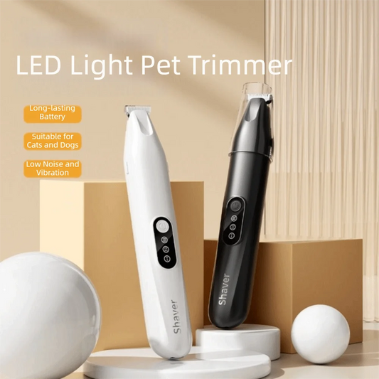 Quiet USB Rechargeable Pet Hair Trimmer with LED Precision Cut