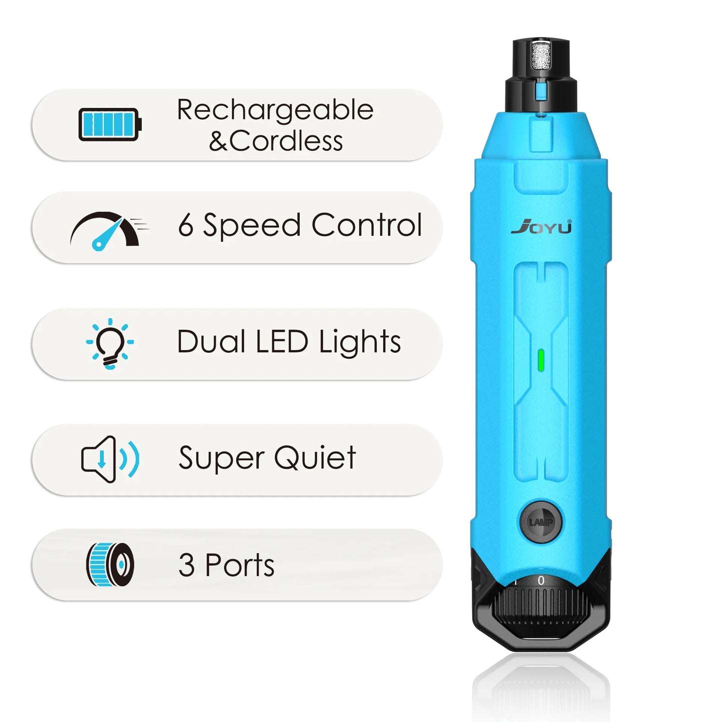 6-Speed Electric Dog Nail Grinder – Quiet Rechargeable Pet Trimmer