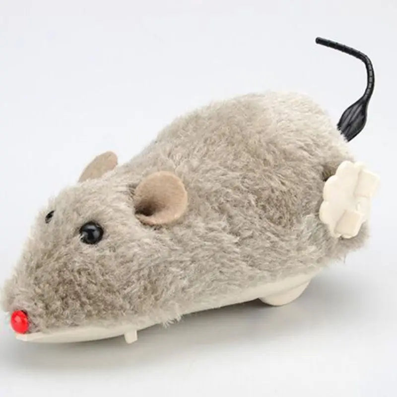 Wind-Up Plush Mouse Cat Toy – Realistic Running Pet Teaser