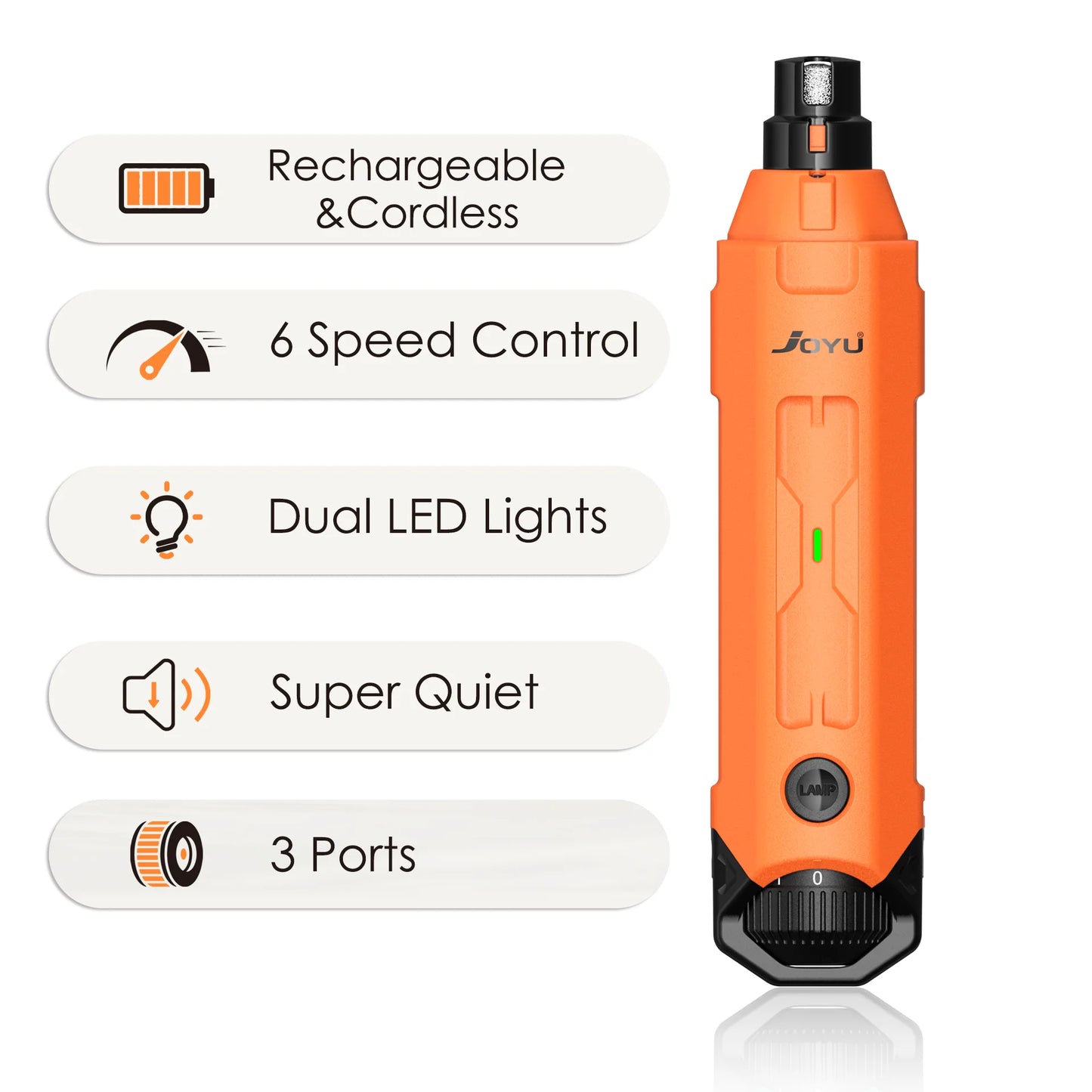 6-Speed Electric Dog Nail Grinder – Quiet Rechargeable Pet Trimmer