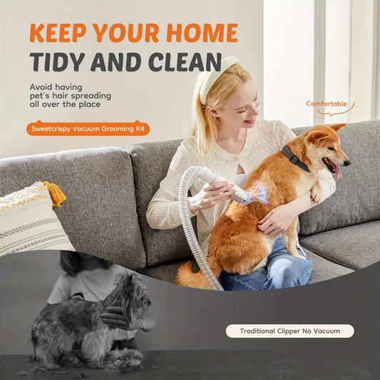 5-in-1 Dog Grooming Vacuum Kit with Clippers & Deshedding Tool