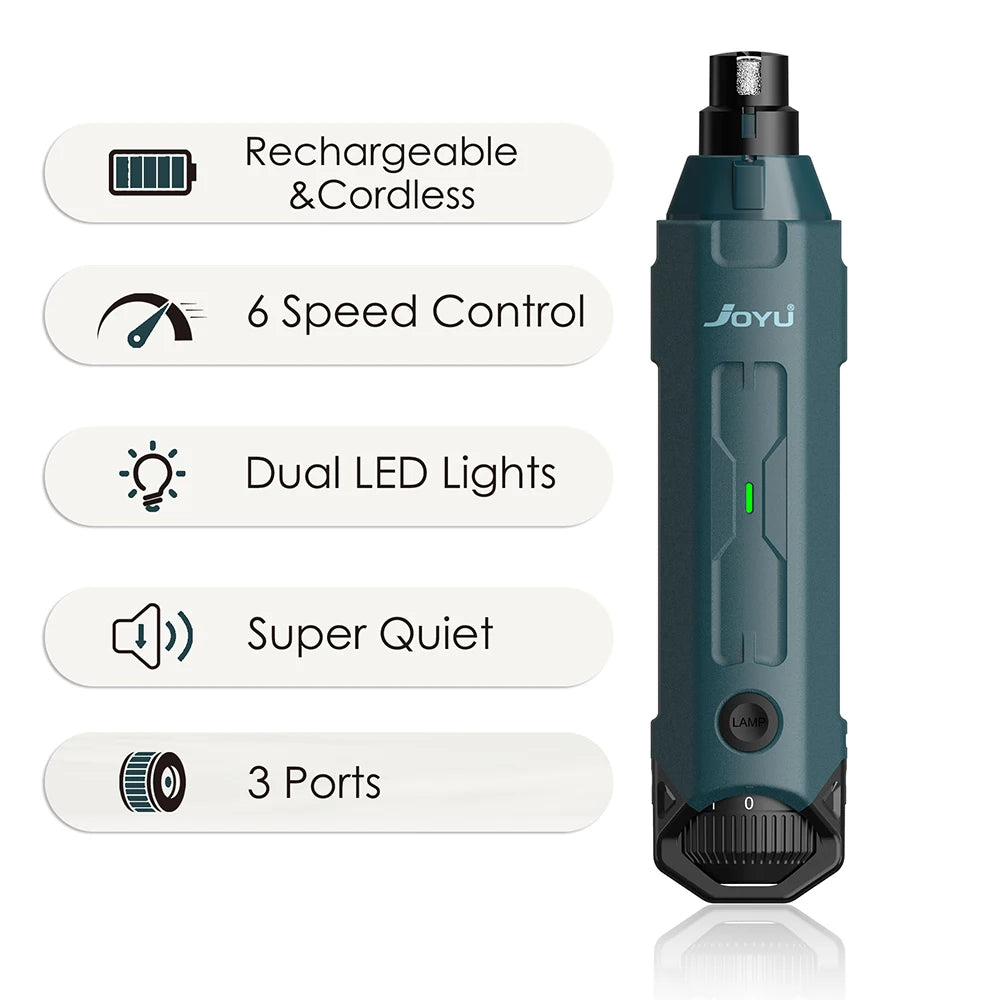 6-Speed Electric Dog Nail Grinder – Quiet Rechargeable Pet Trimmer