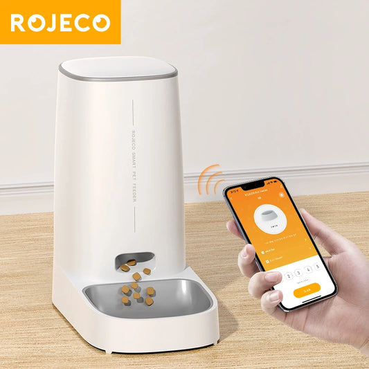 ROJECO WiFi Automatic Cat Feeder 4L Smart Timed Food Dispenser