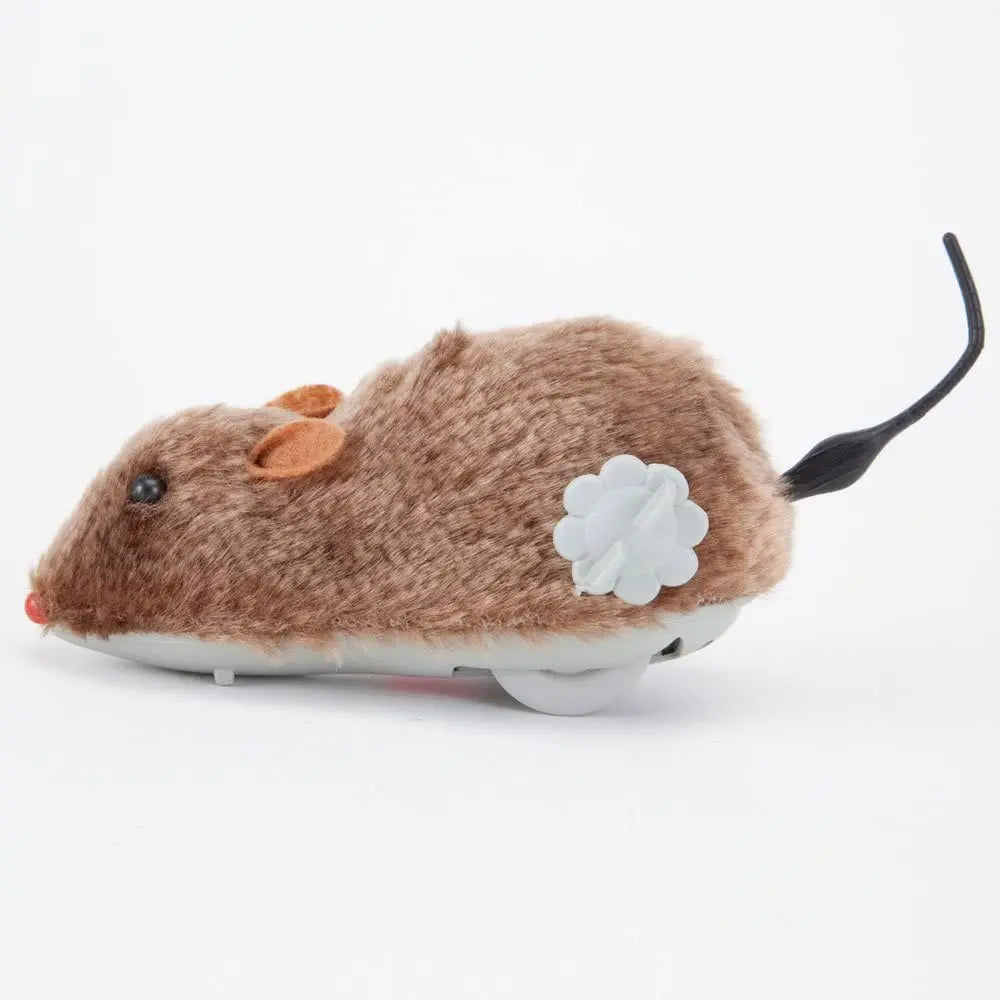 Wind-Up Plush Mouse Cat Toy – Realistic Running Pet Teaser