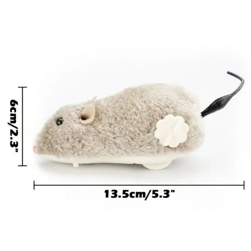 Wind-Up Plush Mouse Cat Toy – Realistic Running Pet Teaser