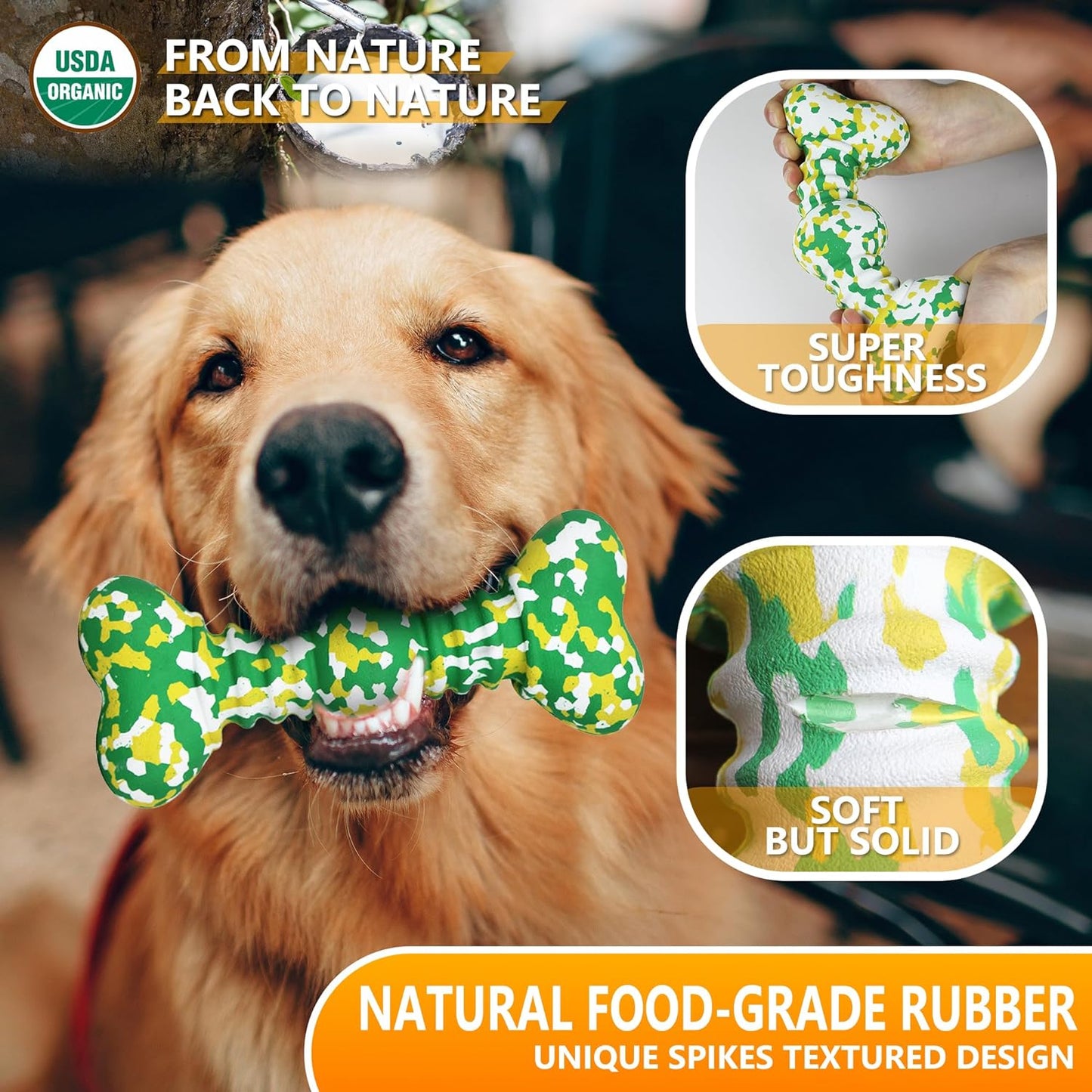 Indestructible Dog Chew Toy for Aggressive Chewers – Natural Rubber