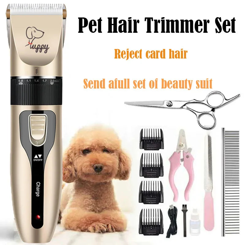 Cordless dog and cat hair clipper with ergonomic design