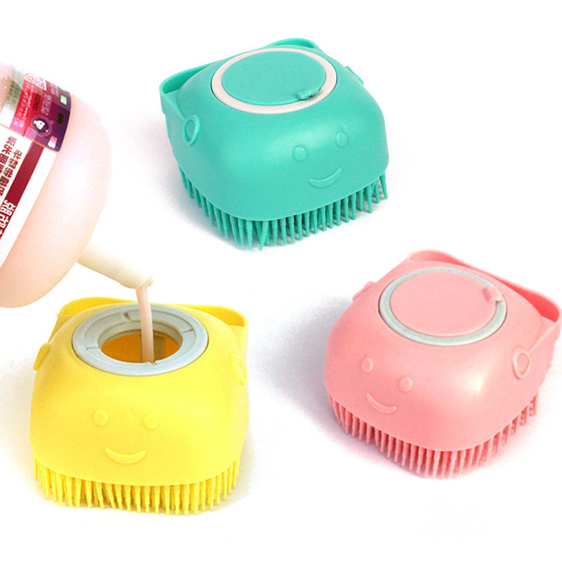 Silicone Dog Bath Brush with Shampoo Dispenser – Pet Grooming