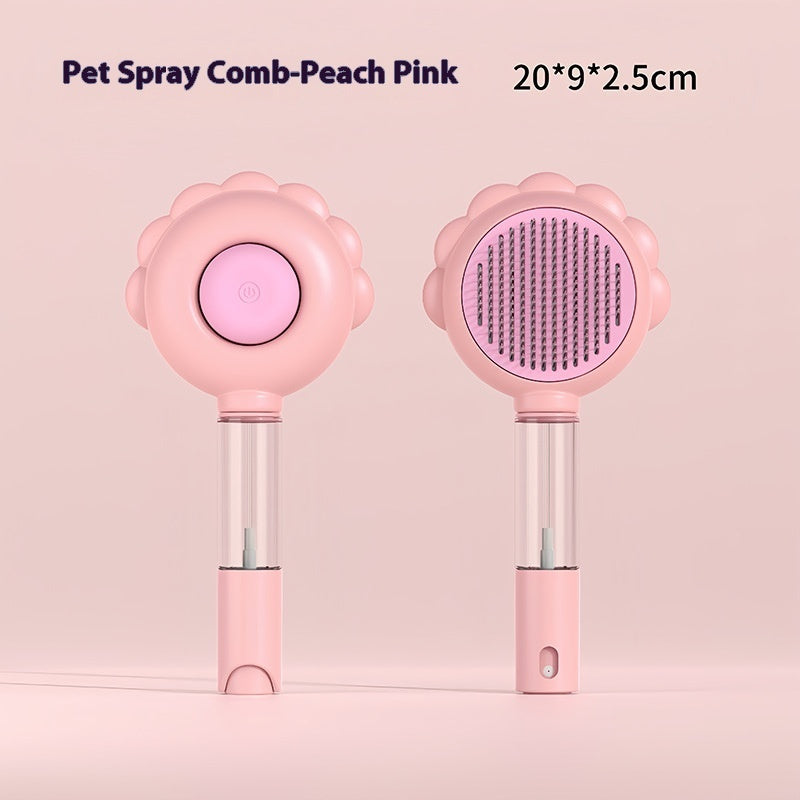 2-in-1 Self Cleaning Pet Grooming Brush with Spray for Dogs & Cats
