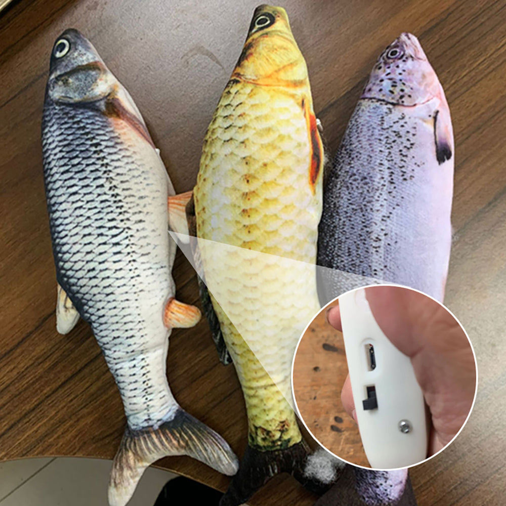 Interactive flopping fish cat toy for indoor cats